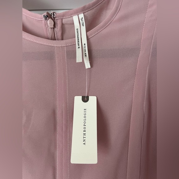 Anthropologie Pink Puff Sleeve Unlined Dress Size 2 - Picture 3 of 6